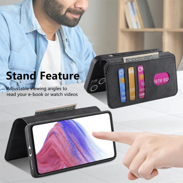Funda Neo Magsafe Rfid Antirrobo de Cuero Retro para Realme Gt7 Pro (Negra)