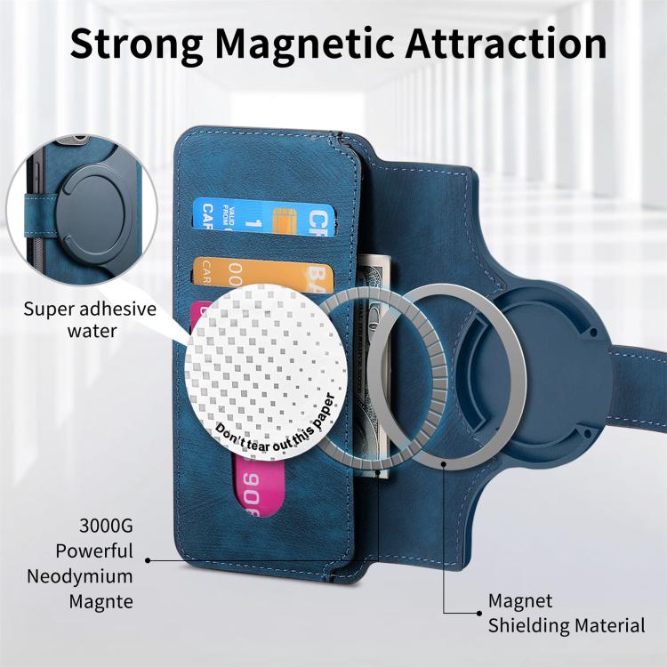 Funda Neo Magsafe Rfid Antirrobo de Cuero Retro para Realme Gt7 Pro (Azul)