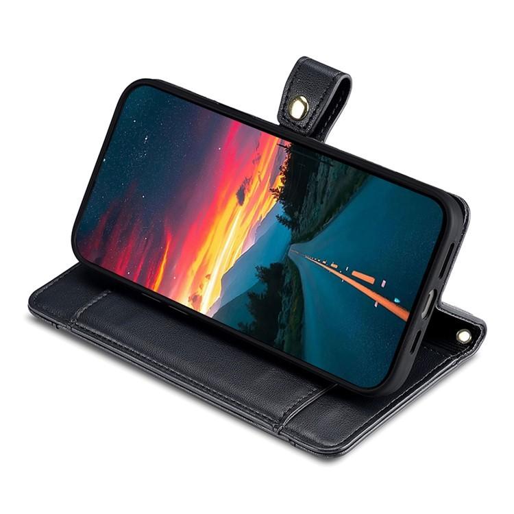 Funda de cuero tipo cartera con cremallera y textura de oveja para Samsung Galaxy Xcover 7 Pro 5G (negra)