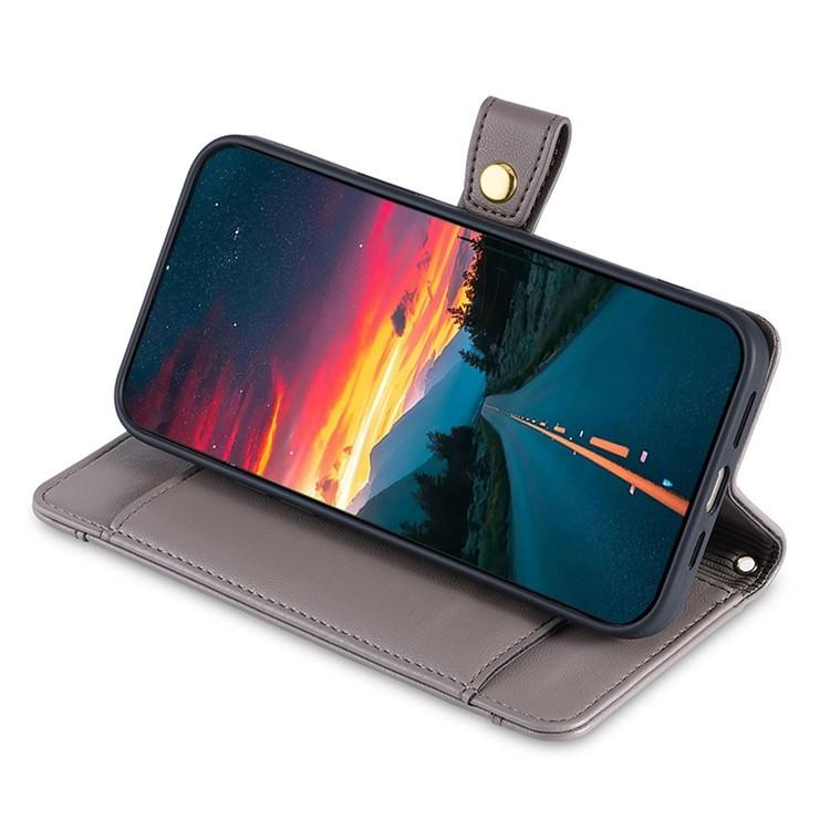 Funda de cuero tipo cartera con cremallera y textura de oveja para Samsung Galaxy Xcover 7 Pro 5G (gris)