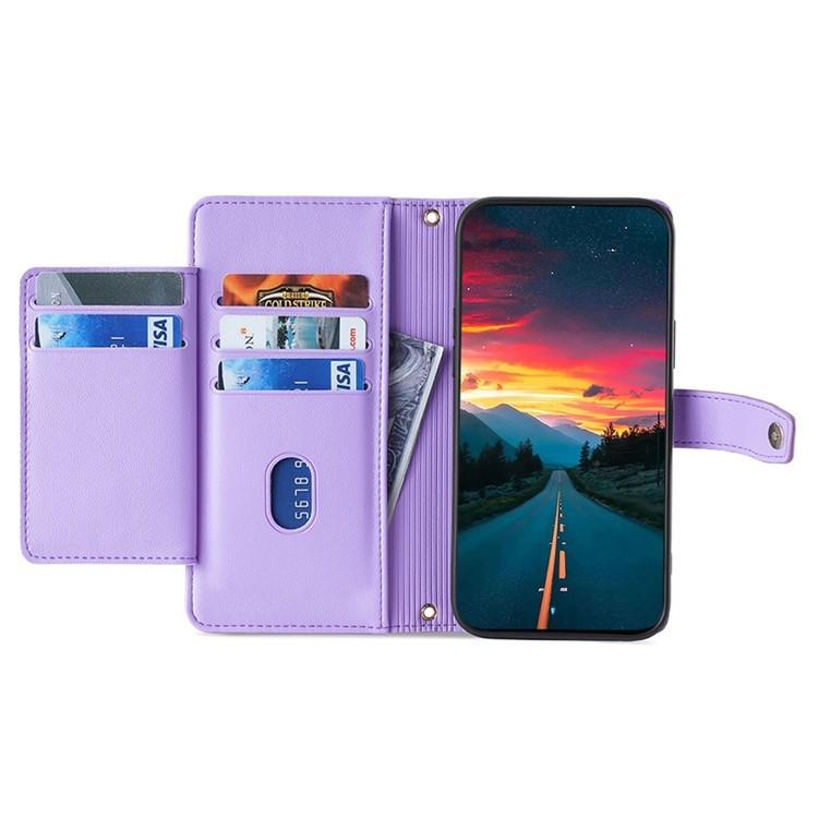 Funda de cuero tipo cartera con cremallera y textura de oveja para Samsung Galaxy Xcover 7 Pro 5G (morado)