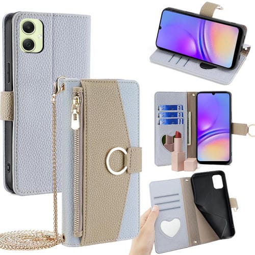 Funda de cuero con textura de lichi cruzada para Samsung Galaxy A05 4G (azul)