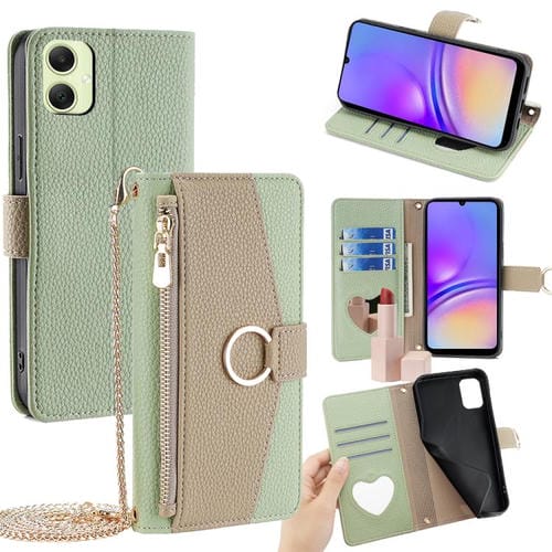 Funda de cuero con textura de lichi cruzada para Samsung Galaxy A05 4G (verde)