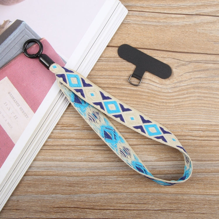 Correa de Muñeca Antipérdida para Teléfono Móvil Estilo Étnico Retro Cordón Corto (Azul Oscuro)