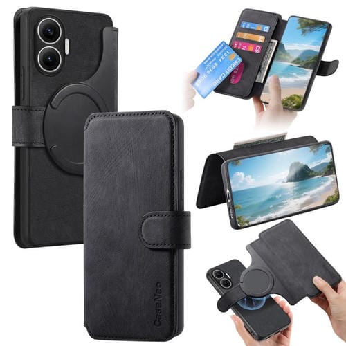 Funda Neo MagSafe RFID antirrobo de cuero retro para Redmi Turbo 4 Pro / Poco F7 (negra)