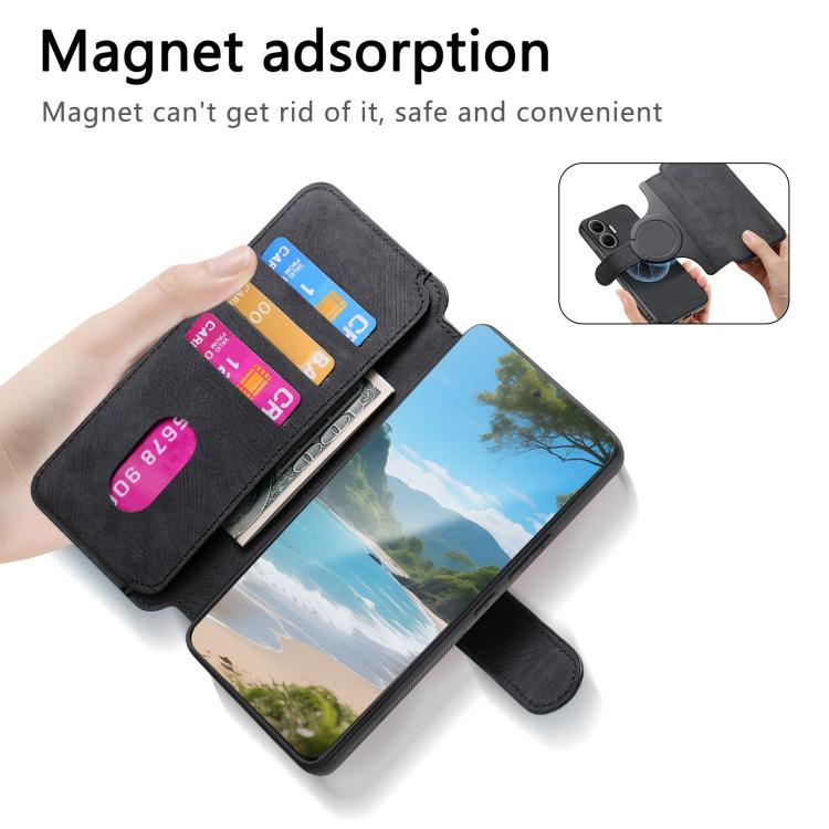 Funda Neo MagSafe RFID antirrobo de cuero retro para Redmi Turbo 4 Pro / Poco F7 (negra)