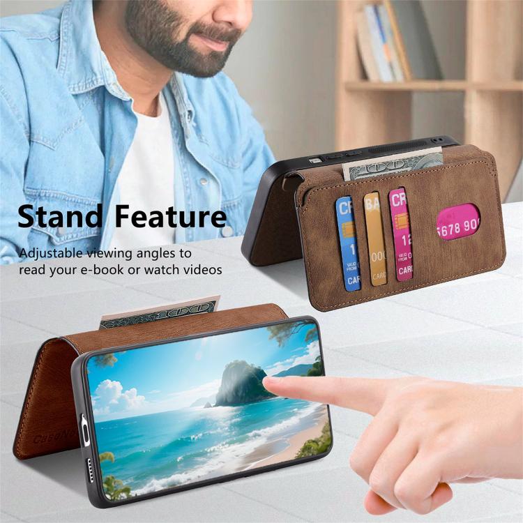 Funda Neo MagSafe RFID antirrobo de cuero retro para Redmi Turbo 4 Pro / Poco F7 (marrón)