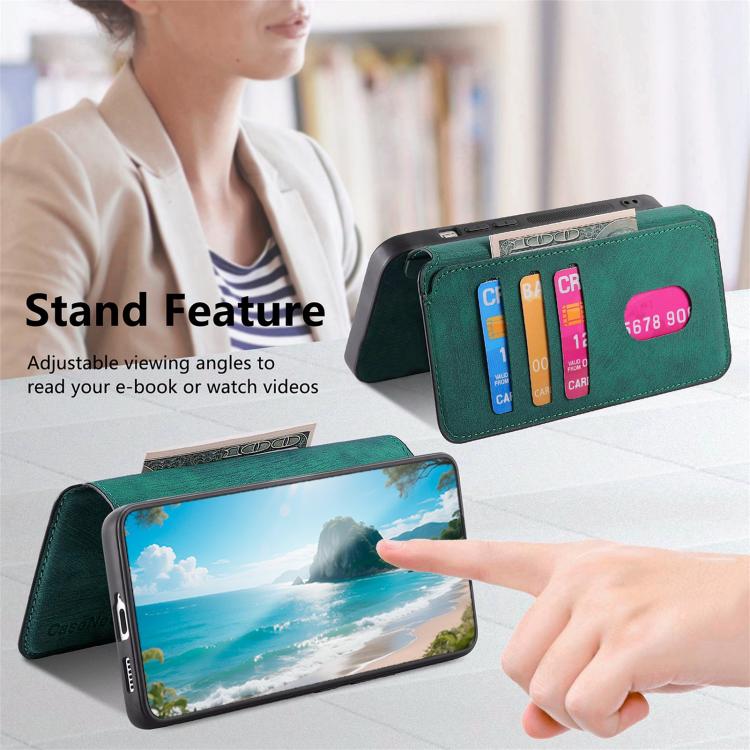 Funda Neo MagSafe RFID antirrobo de cuero retro para Redmi Turbo 4 Pro / Poco F7 (verde)
