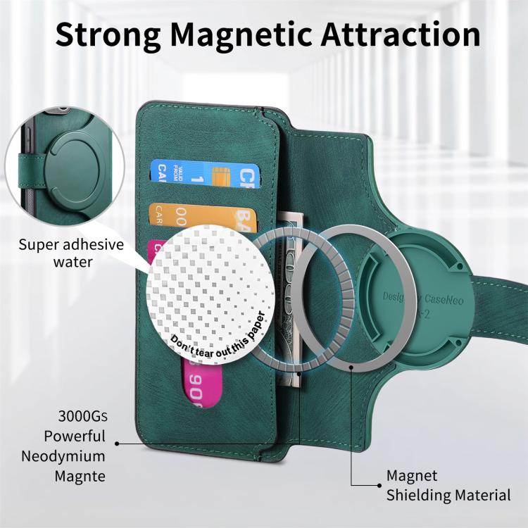 Funda Neo MagSafe RFID antirrobo de cuero retro para Redmi Turbo 4 Pro / Poco F7 (verde)