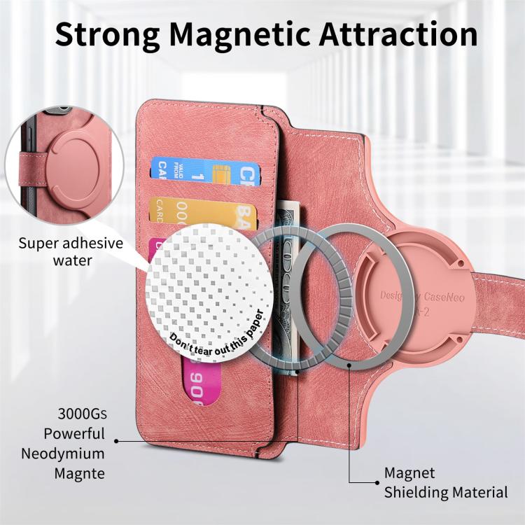 Funda Neo MagSafe RFID antirrobo de cuero retro para Redmi Turbo 4 Pro / Poco F7 (rosa)