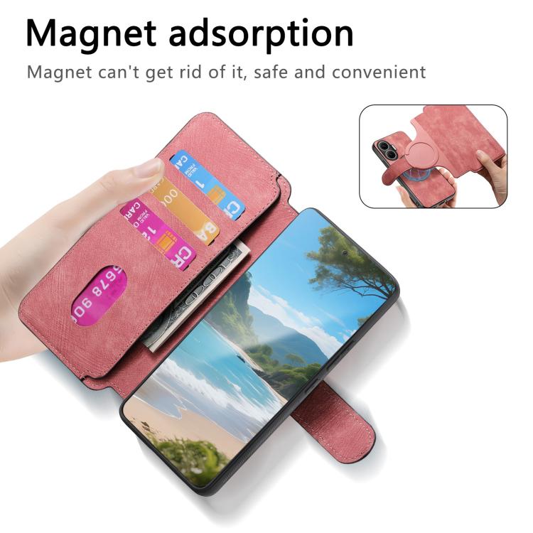 Funda Neo MagSafe RFID antirrobo de cuero retro para Redmi Turbo 4 Pro / Poco F7 (rosa)