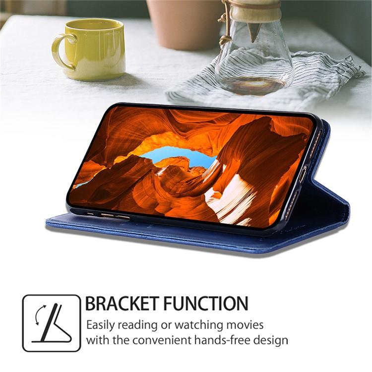 Funda de cuero magnético con textura de vaca para Samsung Galaxy F06 5G (azul)