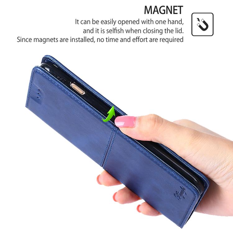 Funda de cuero magnético con textura de vaca para Samsung Galaxy F06 5G (azul)