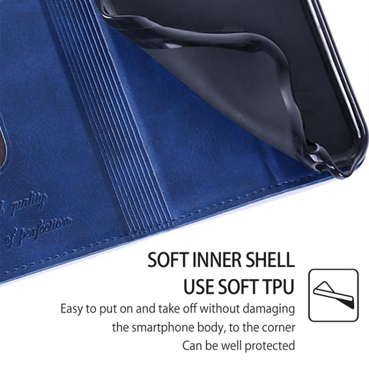 Funda de cuero magnético con textura de vaca para Samsung Galaxy F06 5G (azul)