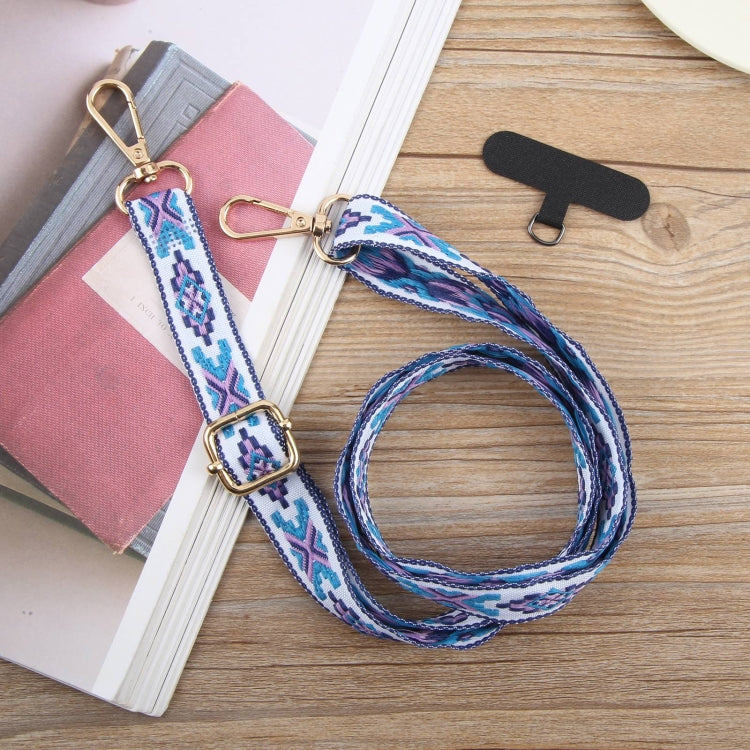 Cordón cruzado para teléfono móvil estilo étnico retro antipérdida para cuello (Caqui)