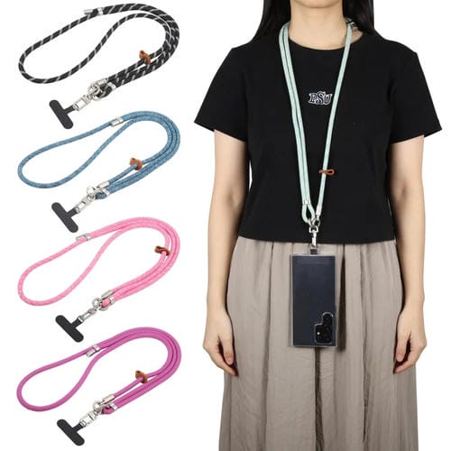 Cordón para cuello ajustable antipérdida con hebilla plateada 8mm para teléfono móvil (Gris Oscuro)