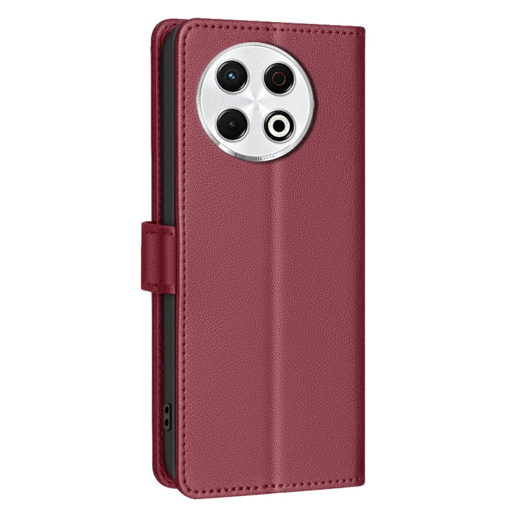 Funda Cuero Antirrobo Textura Lichi Rfid para Tecno Spark 30 Pro 4G (Rojo)