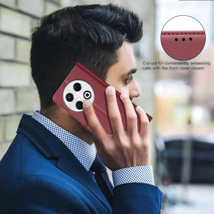 Funda Cuero Antirrobo Textura Lichi Rfid para Tecno Spark 30 Pro 4G (Rojo)