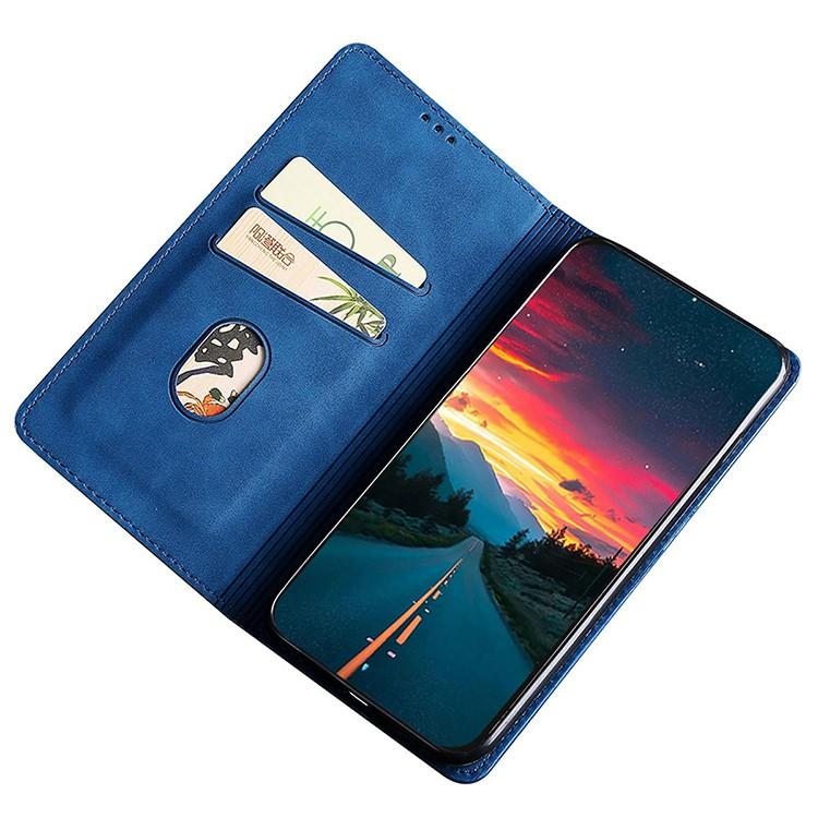 Funda de cuero magnética con textura de piel para Samsung Galaxy F06 5G (azul)