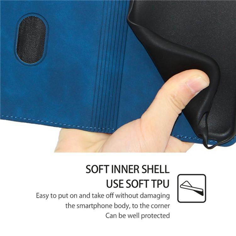 Funda de cuero magnética con textura de piel para Samsung Galaxy F06 5G (azul)
