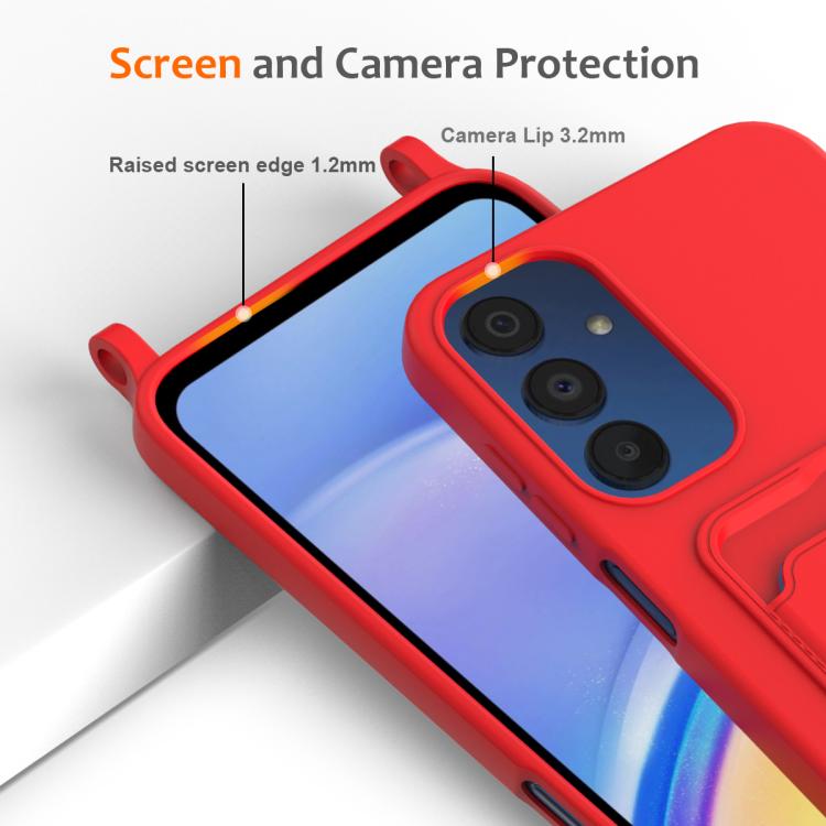 Funda de silicona líquida de color sólido con cordón para Samsung Galaxy A54 5G (rojo)