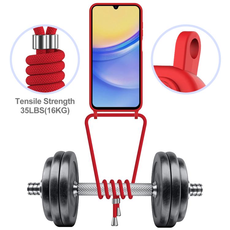 Funda de silicona líquida de color sólido con cordón para Samsung Galaxy A54 5G (rojo)
