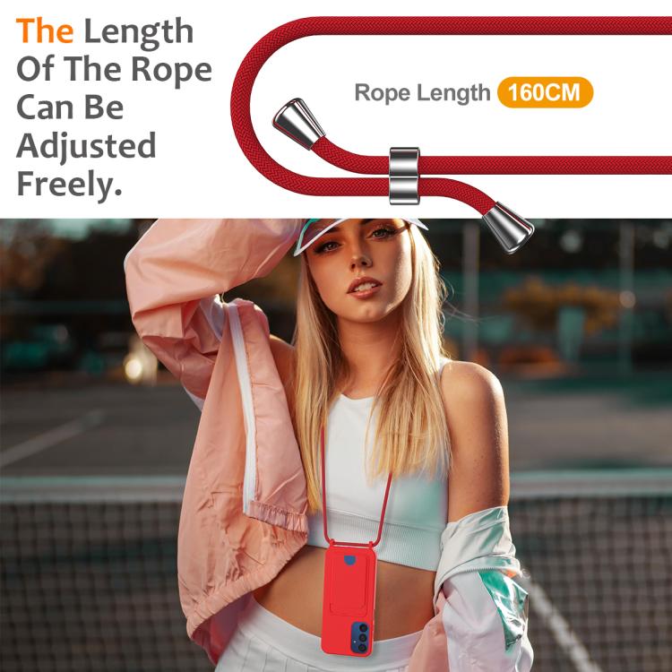 Funda de silicona líquida de color sólido con cordón para Samsung Galaxy A54 5G (rojo)