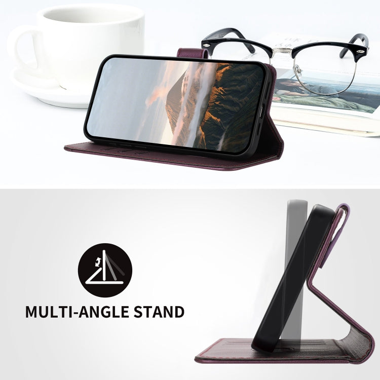 Funda de Cuero para OnePlus 9 Pro con Cierre de Hebilla y Diseño Triangular (Morado Oscuro)