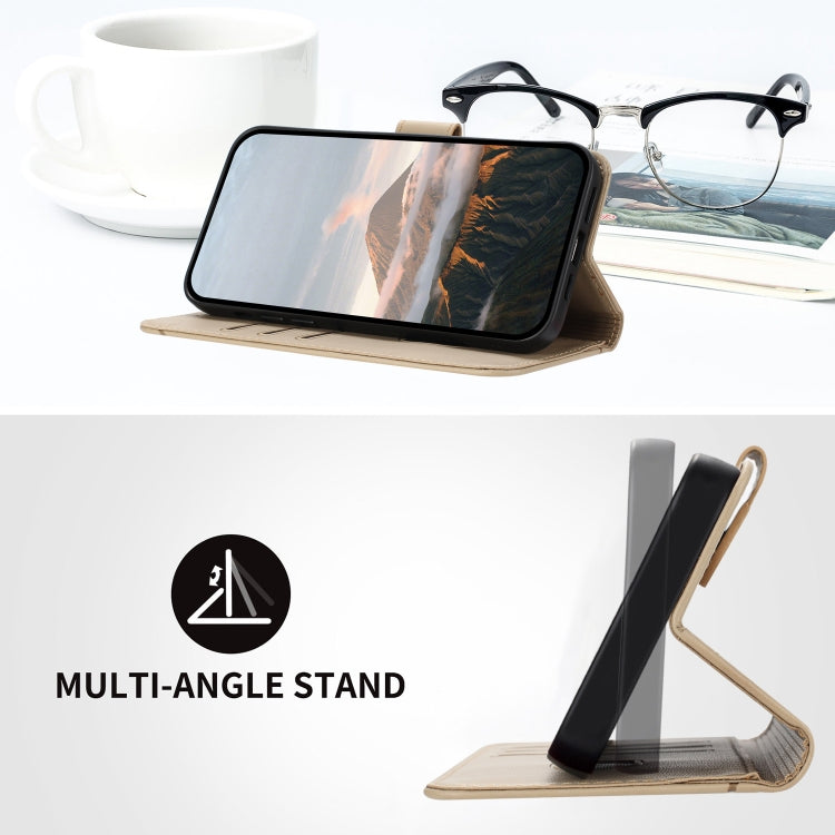 Funda de Cuero para OnePlus Nord 4 con Cierre de Hebilla y Diseño Triangular (Dorada)