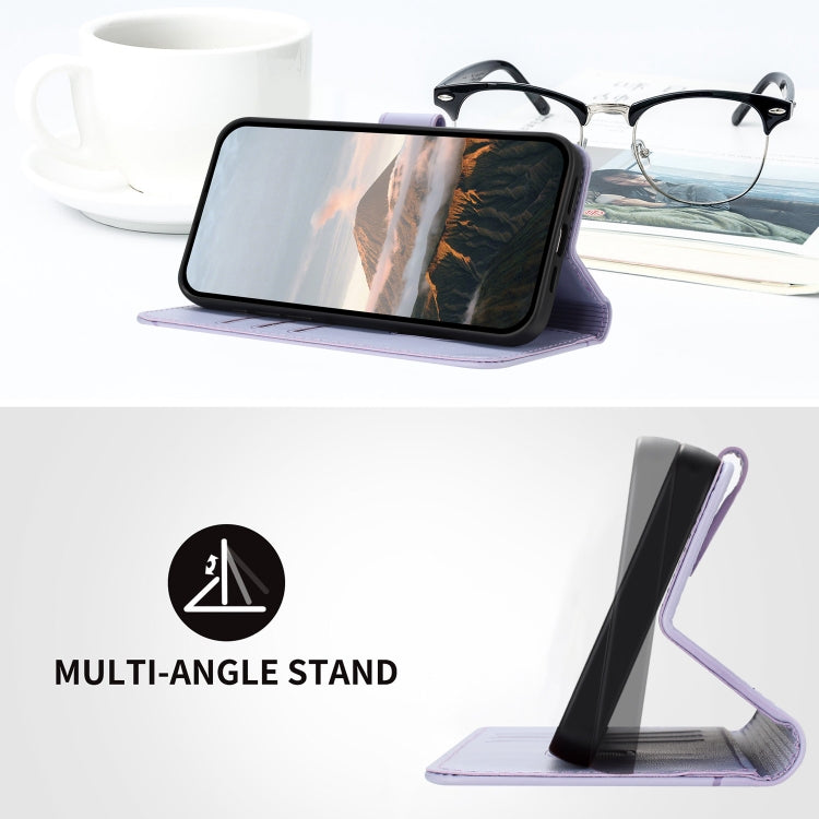 Estuche de Cuero con Hebilla para Teléfono Fujitsu Arrows F-01L F-42A (Morado Claro)