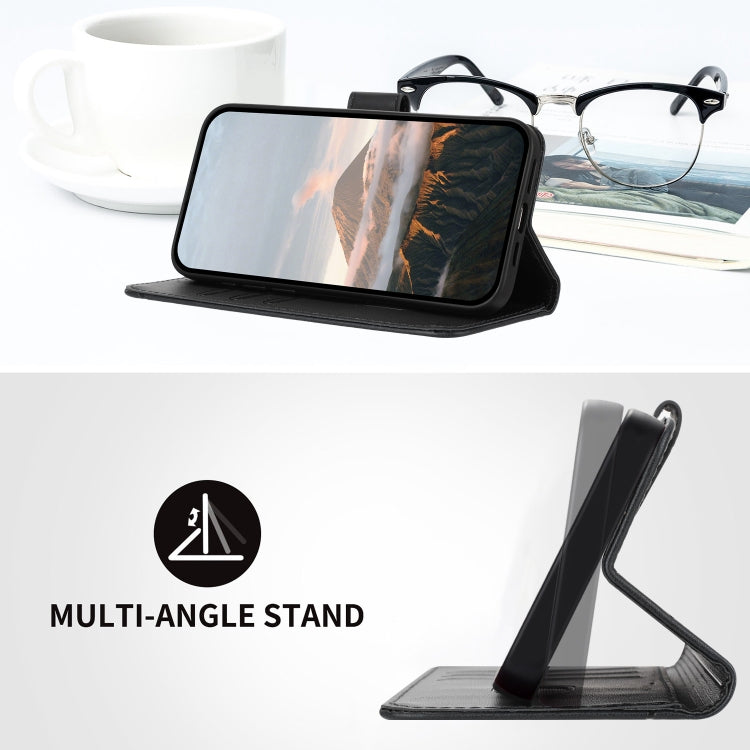 Funda de Cuero para Sharp Aquos Sense4 con Cierre de Hebilla y Diseño Triangular (Negra)