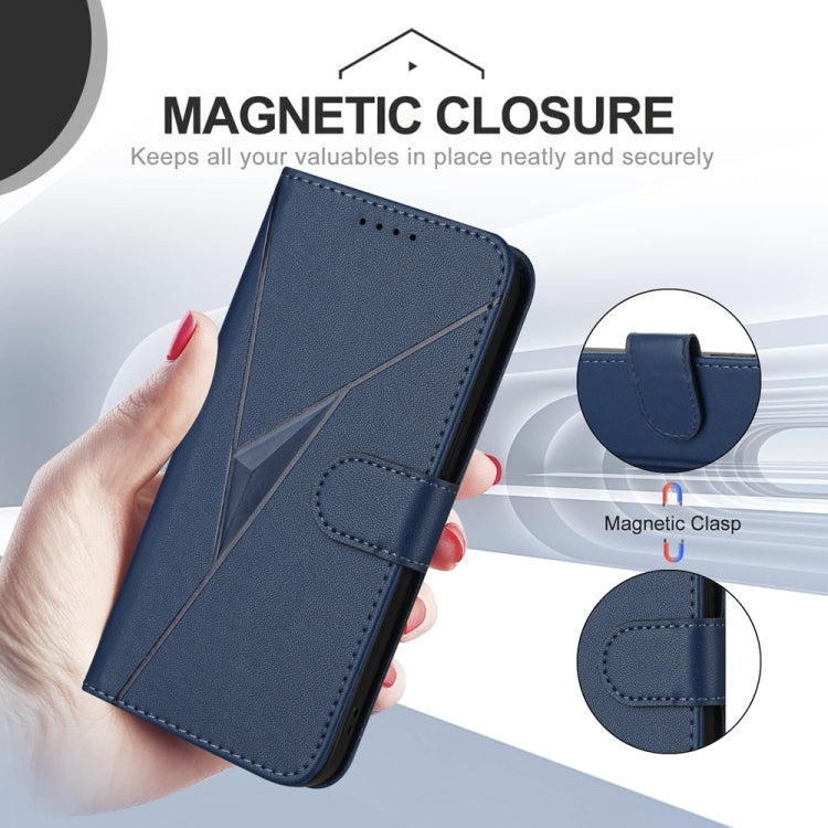 Funda Cuero Tecno Spark 20 Pro Cierre Hebilla Diseño Triangular (Azul Real)