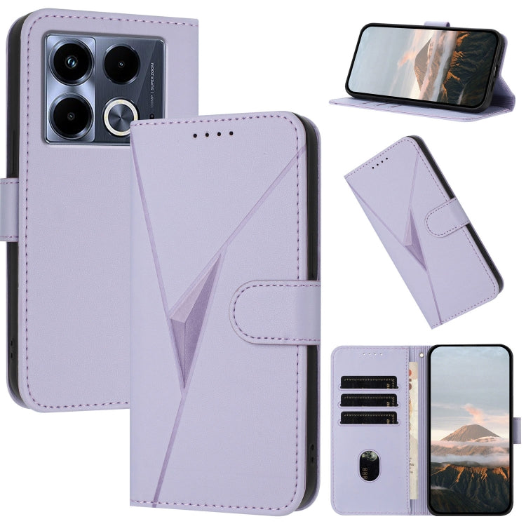Funda de Cuero con Cierre de Hebilla y Diseño Triangular para Infinix Note 40 4G (Morado Claro)