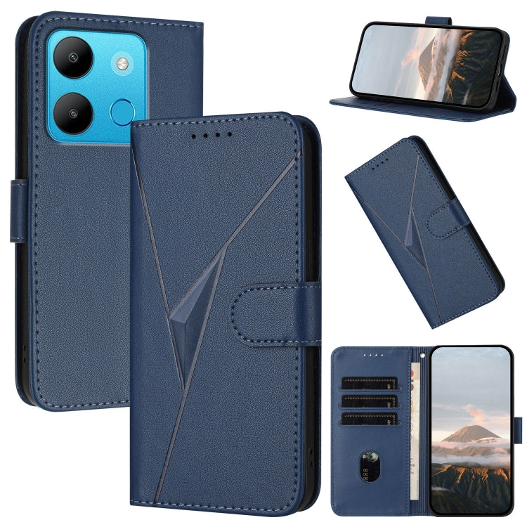 Funda de Cuero con Cierre de Hebilla y Diseño Triangular para Infinix Smart 7 (Azul Real)
