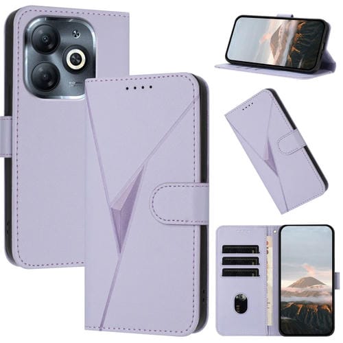 Funda de Cuero con Cierre de Hebilla y Diseño Triangular para Infinix Smart 8 Plus (Morado Claro)