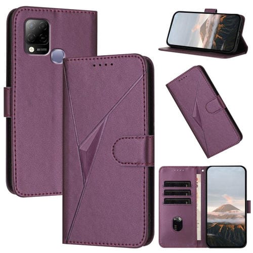 Funda de Cuero con Hebilla y Diseño Triangular para Infinix Hot 10T/Hot 10S (Morado Oscuro)