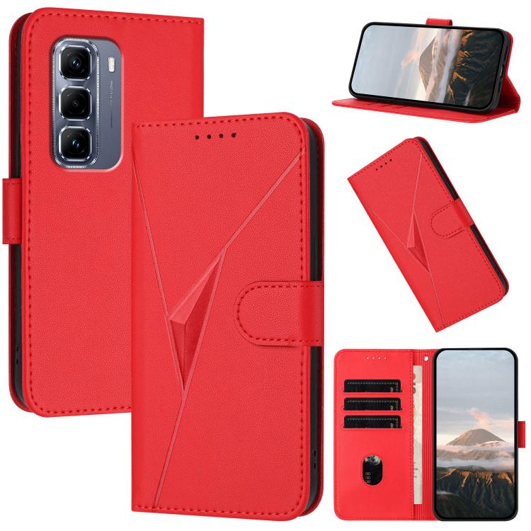 Funda de Cuero con Cierre de Hebilla y Diseño Triangular para Infinix Hot 50 Pro 4G (Rojo)