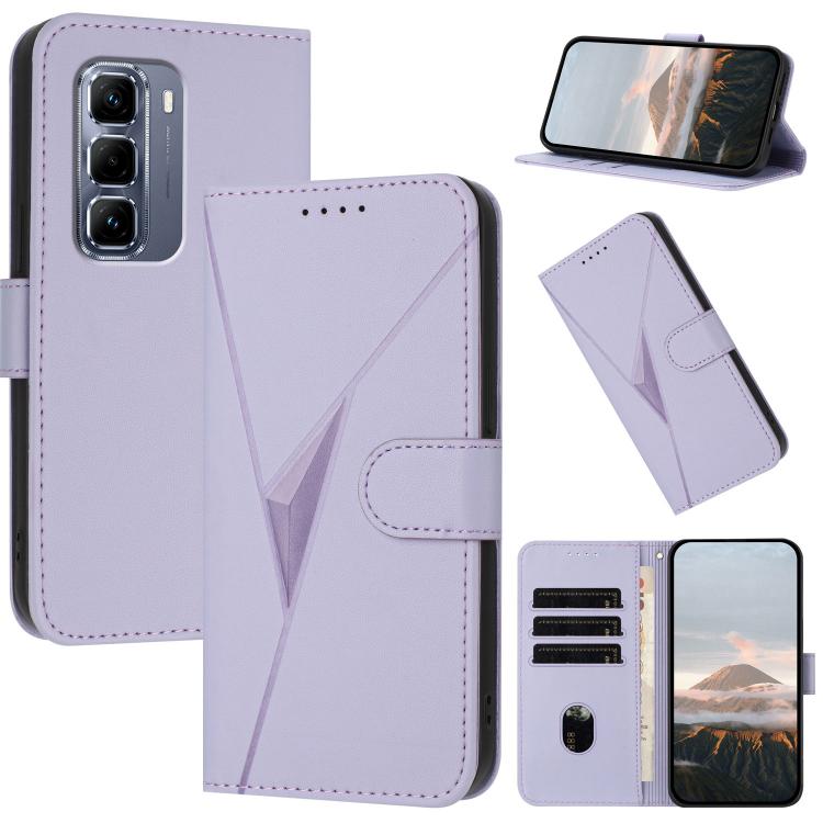 Funda de Cuero con Cierre de Hebilla y Diseño Triangular para Infinix Hot 50 Pro 4G (Morado Claro)