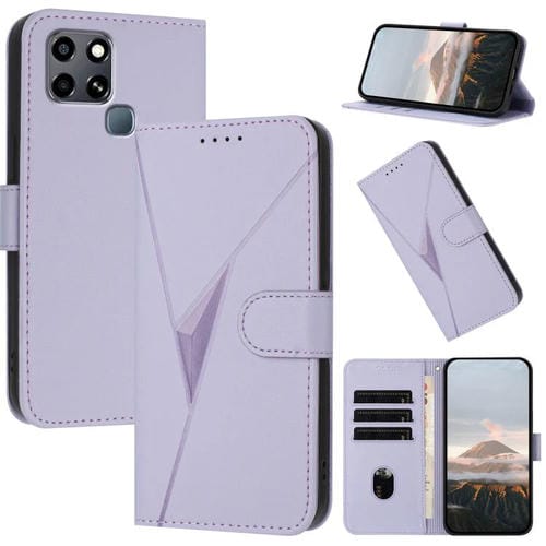 Funda de Cuero con Hebilla y Diseño Triangular para Infinix Smart 6/Smart 6 HD (Morado Claro)