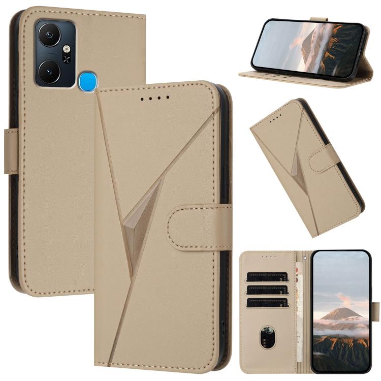 Funda de Cuero con Hebilla y Diseño Triangular para Infinix Smart 6 Plus (Dorada)
