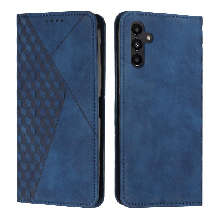Funda de cuero magnética con textura de diamante para Samsung Galaxy S25 FE 5G (azul)