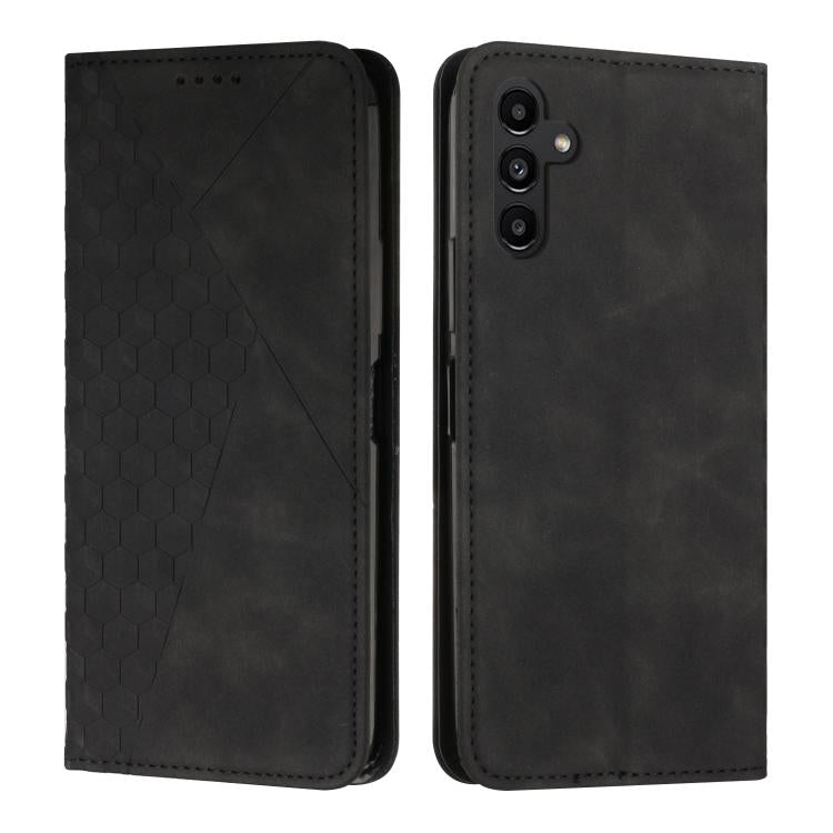 Funda de cuero magnética con textura de diamante para Samsung Galaxy S25 FE 5G (negra)