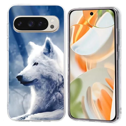 Funda TPU Google Pixel 8 Patrón Pintura Colorida (Lobo Blanco)