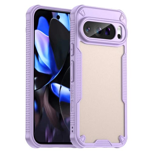 Funda Híbrida TPU y PC con Protección Glaseada para Google Pixel 9 Pro (Morada)