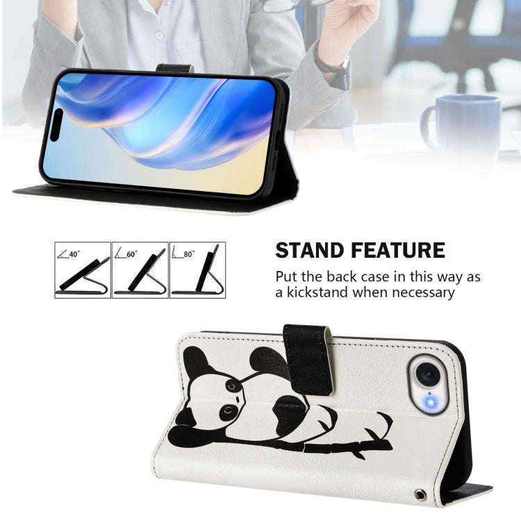 Funda de Cuero para iPhone 16E Diseño de Dibujos en Colores (Panda)