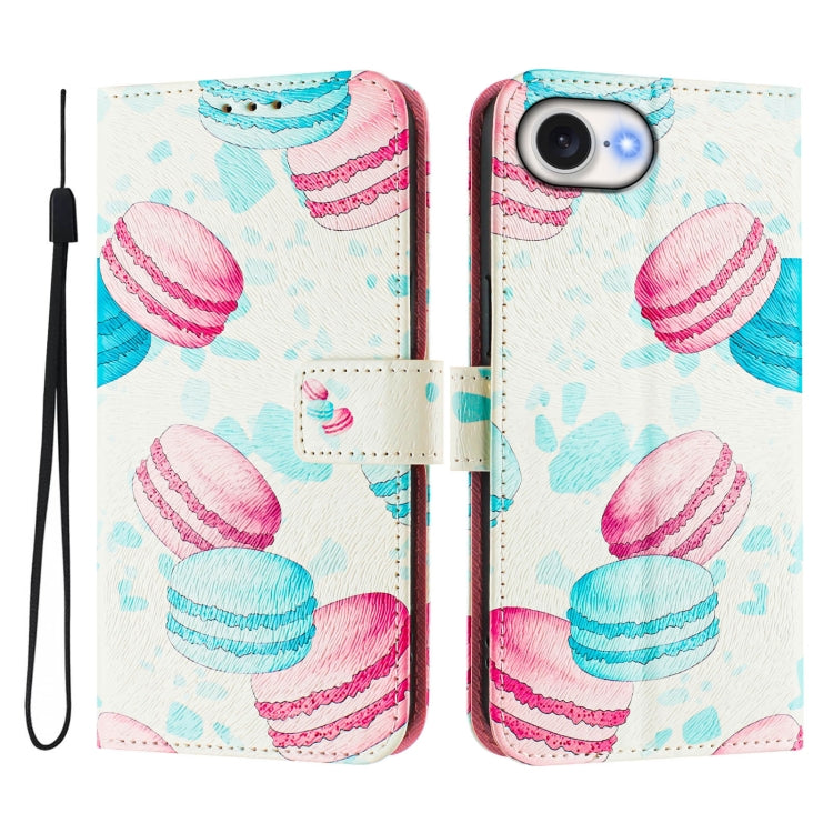Funda de Cuero para iPhone 16E Patrón Dibujo Artístico (Pastel)