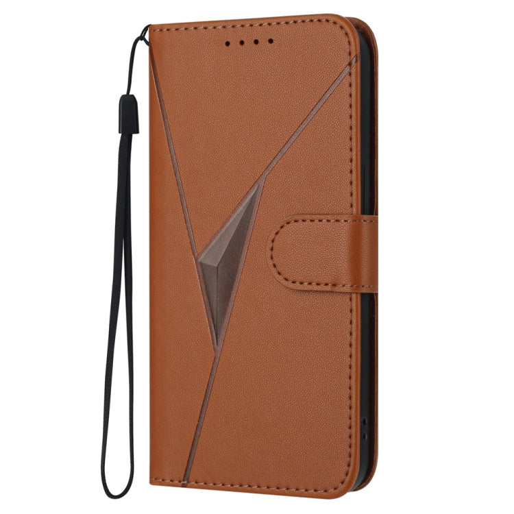 Funda de Cuero con Cierre de Hebilla y Diseño Triangular para Huawei Mate 60 (Marrón)