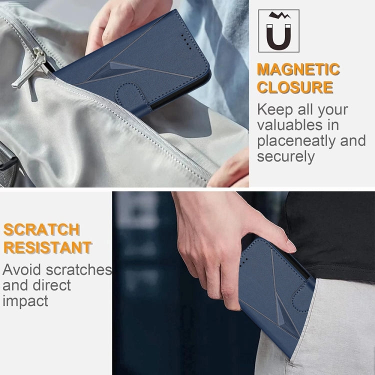 Funda de Cuero con Cierre de Hebilla y Diseño Triangular para Huawei Mate 60 (Azul Real)