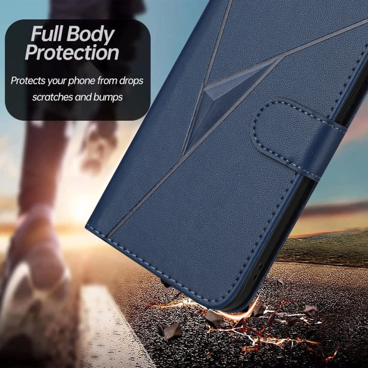 Funda de Cuero con Cierre de Hebilla y Diseño Triangular para Huawei Mate 60 (Azul Real)