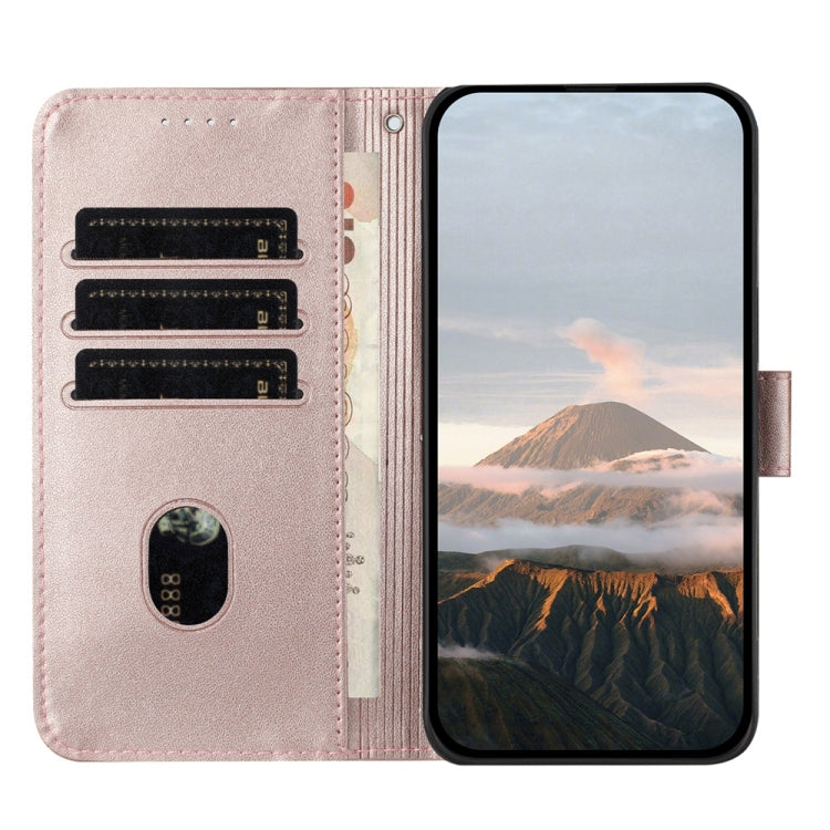 Funda de Cuero con Cierre de Hebilla y Diseño Triangular para Huawei Mate 60 Pro (Oro Rosa)